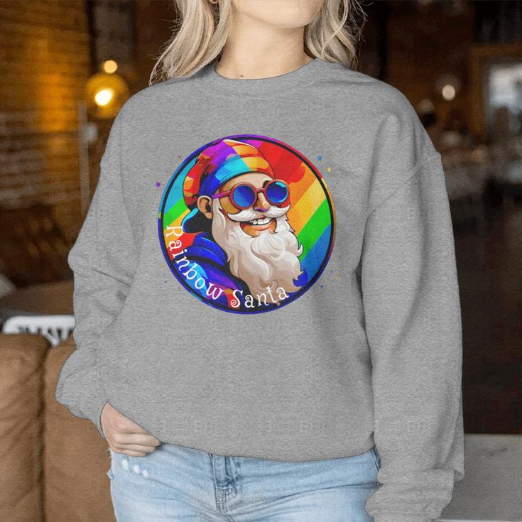 Santaclaus Rainbow 長袖tシャツ レディーススウェットシャツ 面白い贈り物