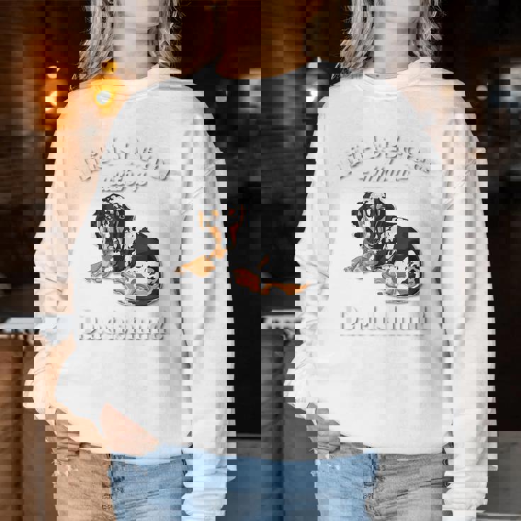 & Life Is Better Dapple Dachshund Lover レディーススウェットシャツ 面白い贈り物