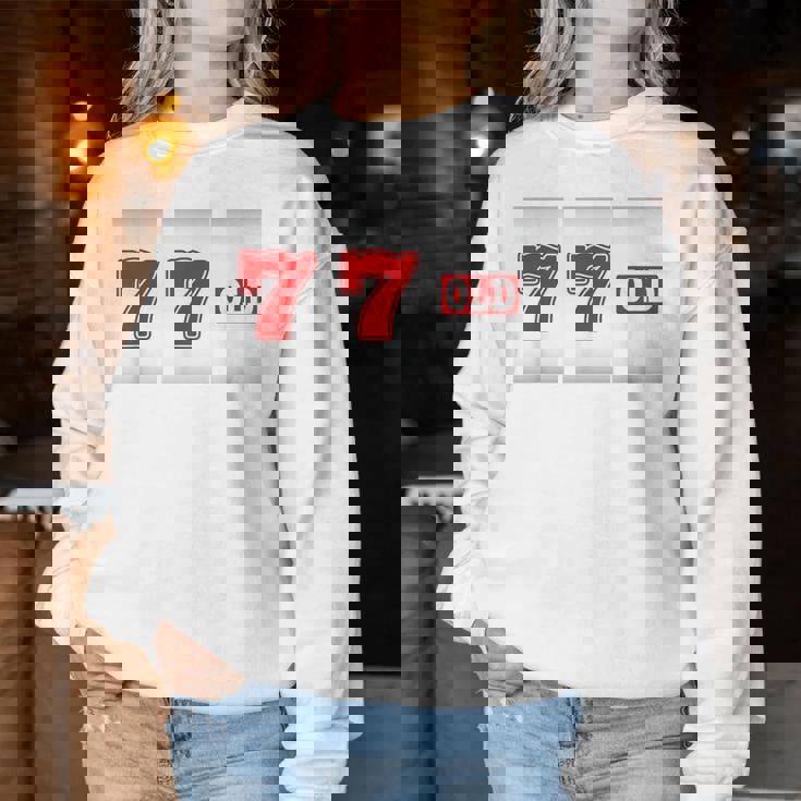 77 歳 喜寿 77歳 77才 お祝い 男性 女性 喜寿祝い 父 母 きじゅ 誕生日 スロット パチスロ レディーススウェットシャツ 面白い贈り物