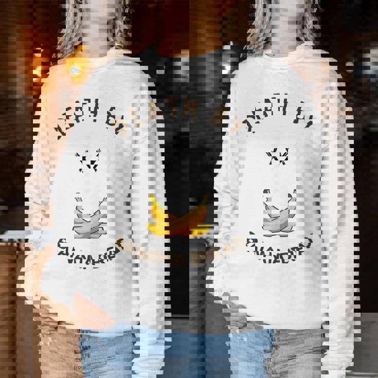 Death By Banana Bread レディーススウェットシャツ 面白い贈り物