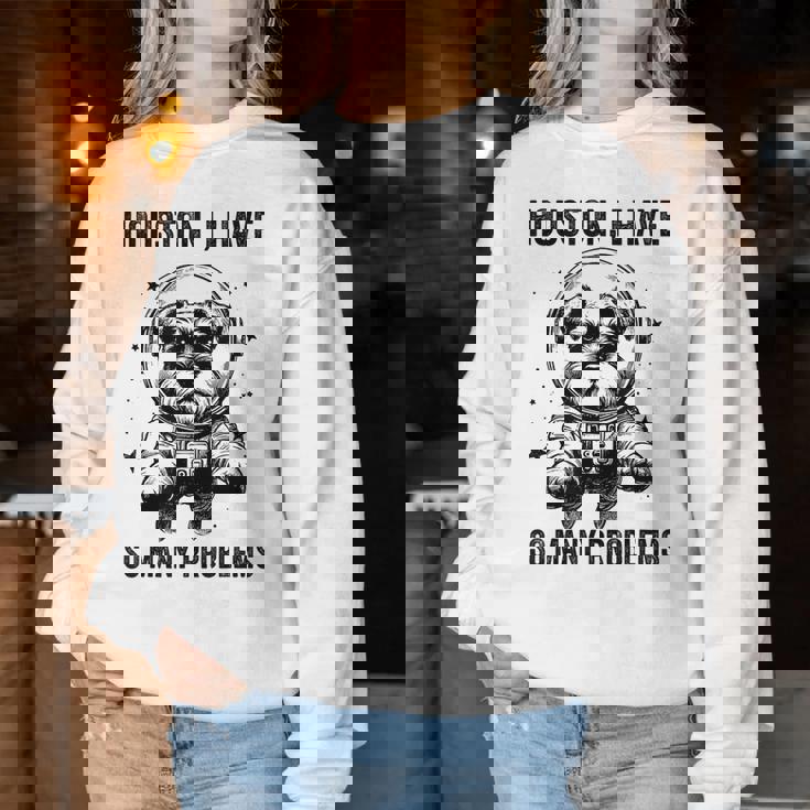 Dog Dad Mompace ヒューストン問題ミニチュアシュナウザー レディーススウェットシャツ 面白い贈り物