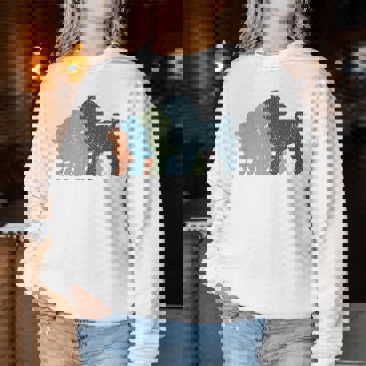 Dog Mom & Dad シルエット ヴィンテージトイプードル レディーススウェットシャツ 面白い贈り物