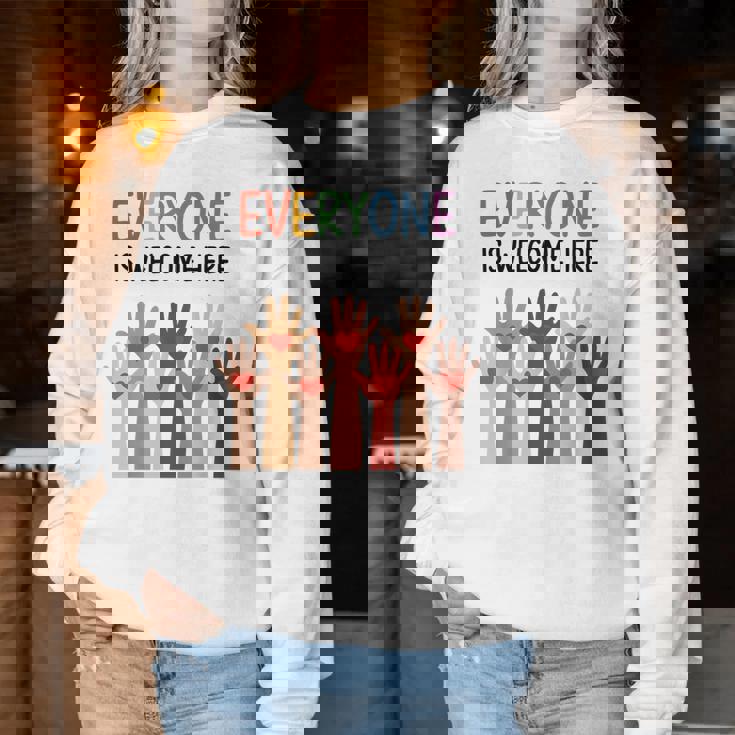 Everyone Is Welcome Here アイダホ 教師 男性 女性 キッズ レディーススウェットシャツ 面白い贈り物