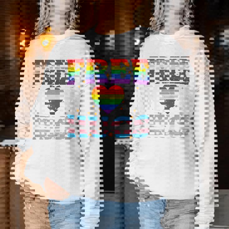 Gay Pride Month Free Mom Hugs Lgbtq Ally Trans Women Women Sweatshirt Unique Gifts