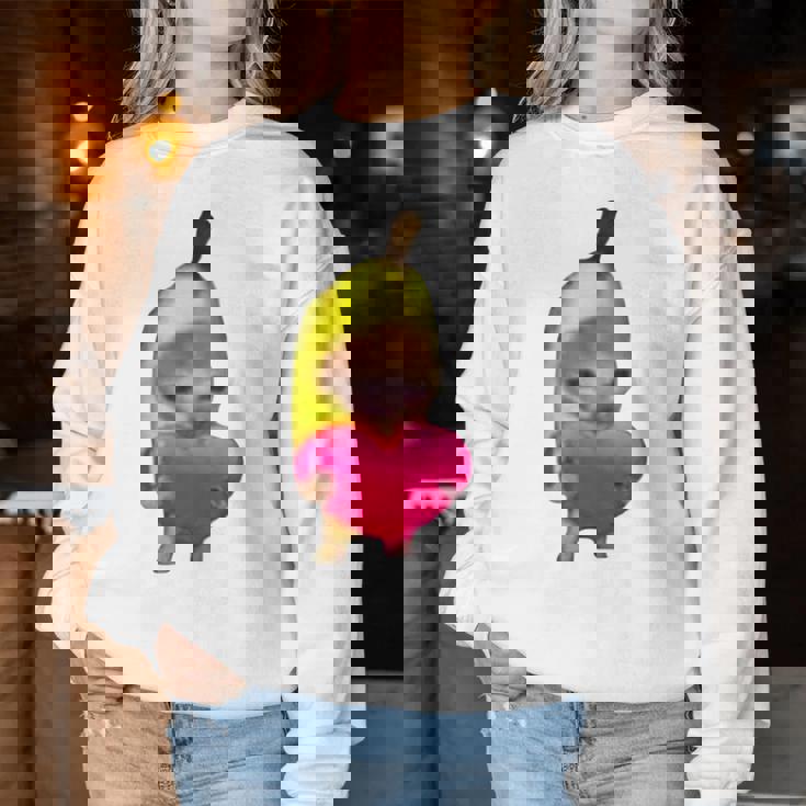 Happy Banana Cat レディーススウェットシャツ 面白い贈り物