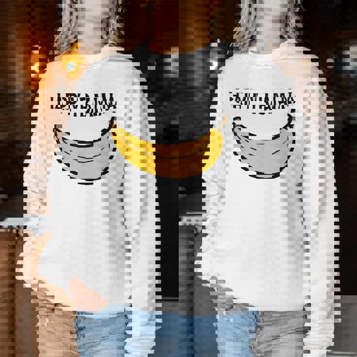 Happy Banana ファニーバナナラブ フルーツバナナ スマイリーフェイス レディーススウェットシャツ 面白い贈り物