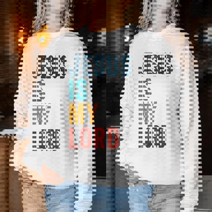 Jesus Is My Lord – Christian Faithintage Graphic レディーススウェットシャツ 面白い贈り物