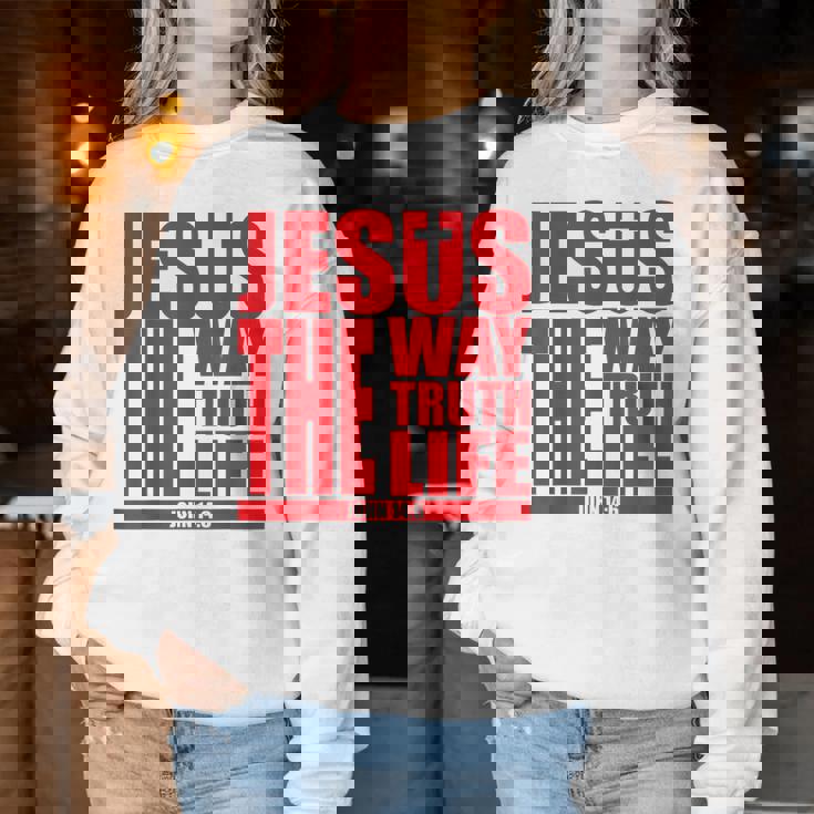 Jesus Is The Way Truth Life クリスチャン 男性 女性 クリスチャン レディーススウェットシャツ 面白い贈り物