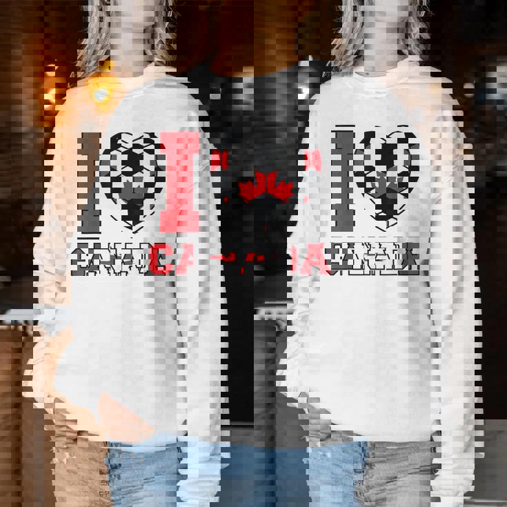 I Love Canada サッカーボール 男の子 女の子 キッズ カナダ国旗 レディーススウェットシャツ 面白い贈り物