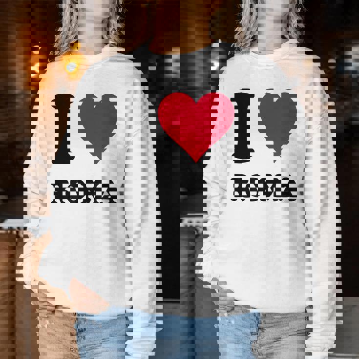 I Love Roma レディーススウェットシャツ 面白い贈り物