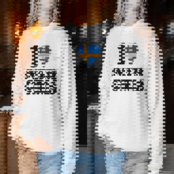 I Lovewedish Girls レディーススウェットシャツ 面白い贈り物