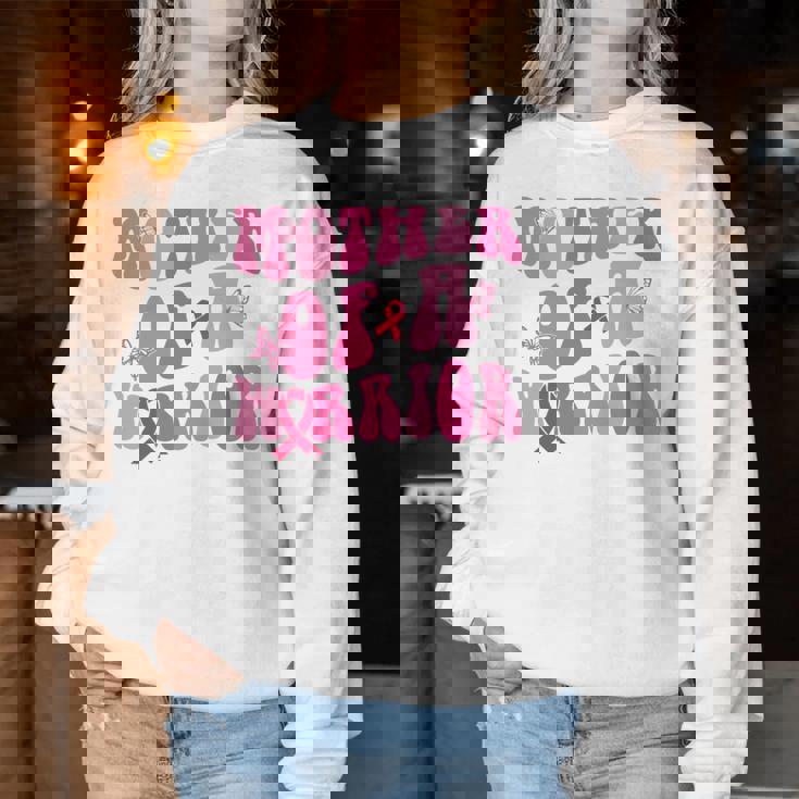 Mother Of A Warrior 乳がん啓発 ピンクリボン 長袖tシャツ レディーススウェットシャツ 面白い贈り物