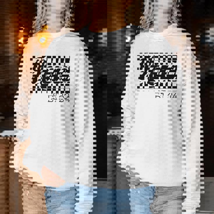 For New Mom Retro Checkered Mama Est 2024 Women Sweatshirt Personalized Gifts