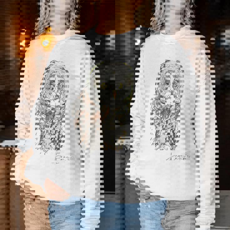 Owl Drawing レディーススウェットシャツ 面白い贈り物