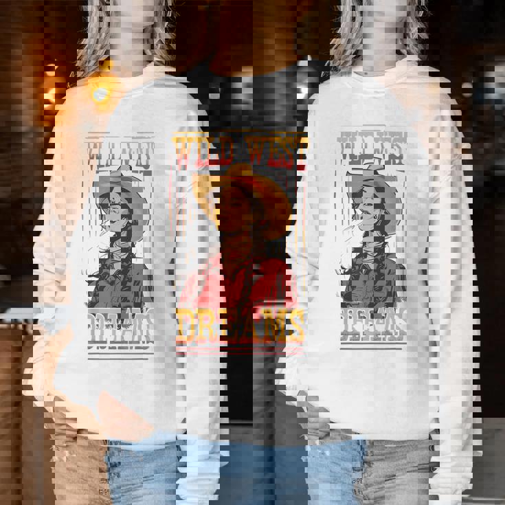 Wild West Dreams Country Western Cowgirl Rodeo グラフィック レディーススウェットシャツ 面白い贈り物