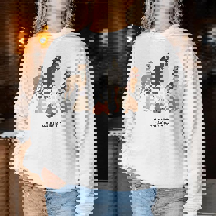 いぬ わんこ 大集合 イラスト おしゃれ シンプル かわいい 手書き 犬飼い 犬好き 女性 男性 犬柄 レディーススウェットシャツ 面白い贈り物