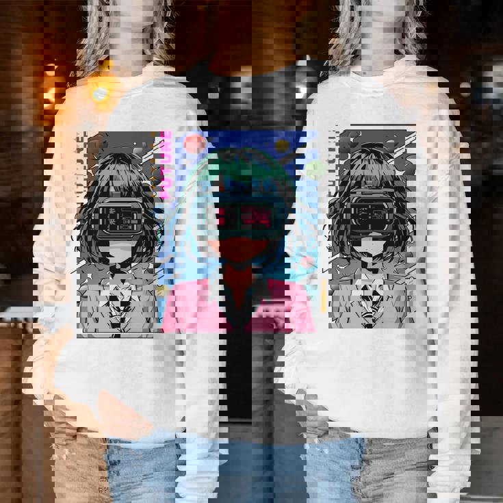 かわいいアニメの女の子 長袖tシャツ レディーススウェットシャツ 面白い贈り物