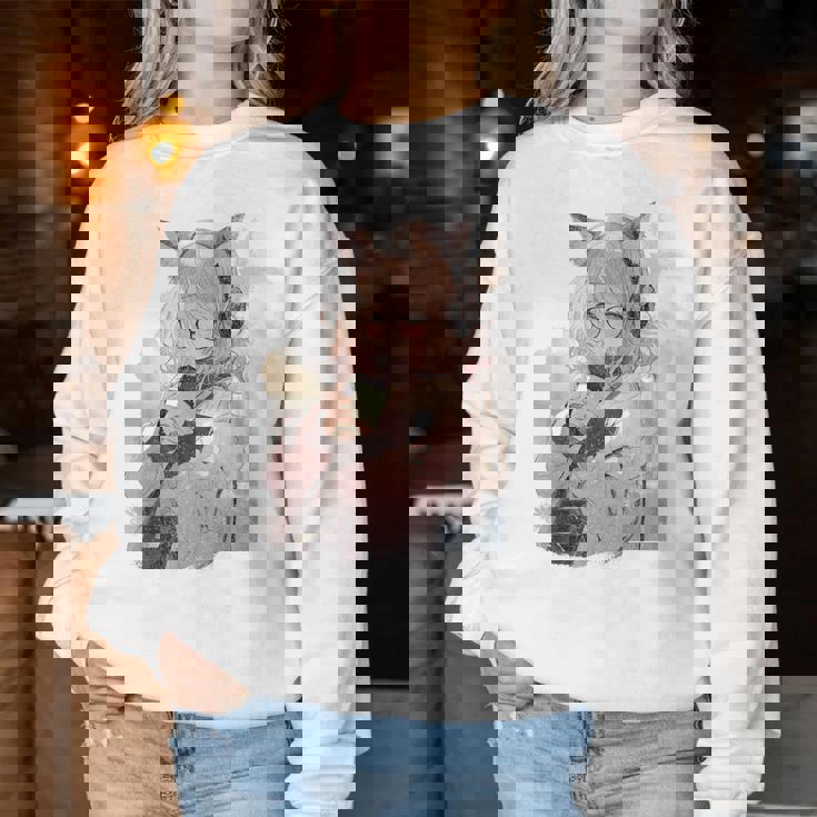 アニメ ワイフ かわいい アニメ 漫画 猫 女の子 甘い レトロ 日本 レディーススウェットシャツ 面白い贈り物