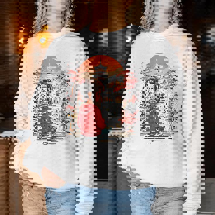 アニメ 女の子 日本 バックプリント レディーススウェットシャツ 面白い贈り物