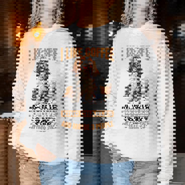 キャバリア・キング・チャールズ・スパニエル犬種 I Like Coffee My レディーススウェットシャツ 面白い贈り物