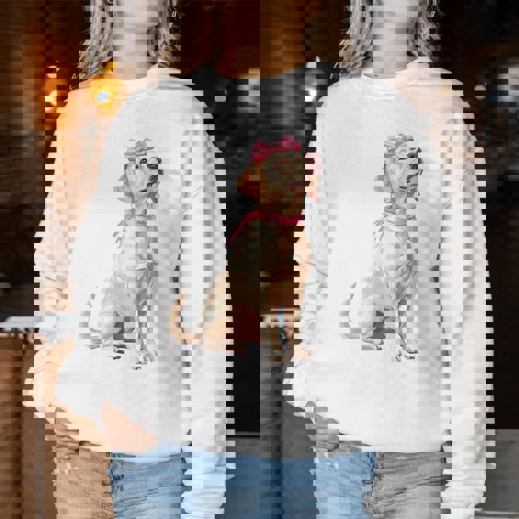 コケットボウ ラブラドールレトリバー 犬 ラボ ママ ピンクリボン 女の子 レディーススウェットシャツ 面白い贈り物