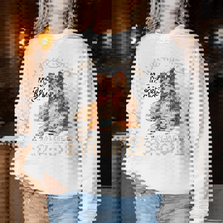 シェットランド・シープドッグ犬用シェルティ I Like Coffee Myheltie レディーススウェットシャツ 面白い贈り物