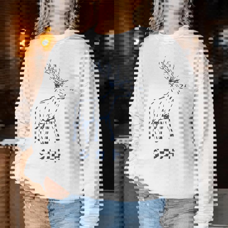 シカトhikato しかと 鹿 イラスト 簡単 鹿の十 鹿十 無視 シカトする 花札 言葉 おもしろ レディーススウェットシャツ 面白い贈り物