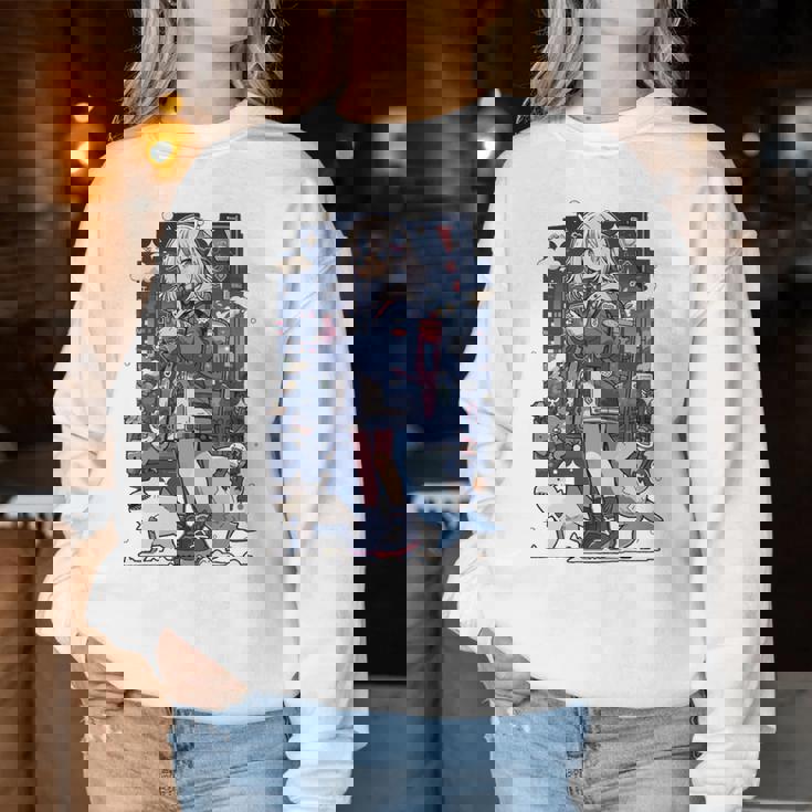 シャーク ワイフ 東京 アニメ ワイフ 女の子 かわいい カワイイ 漫画 レトロ 長袖tシャツ レディーススウェットシャツ 面白い贈り物