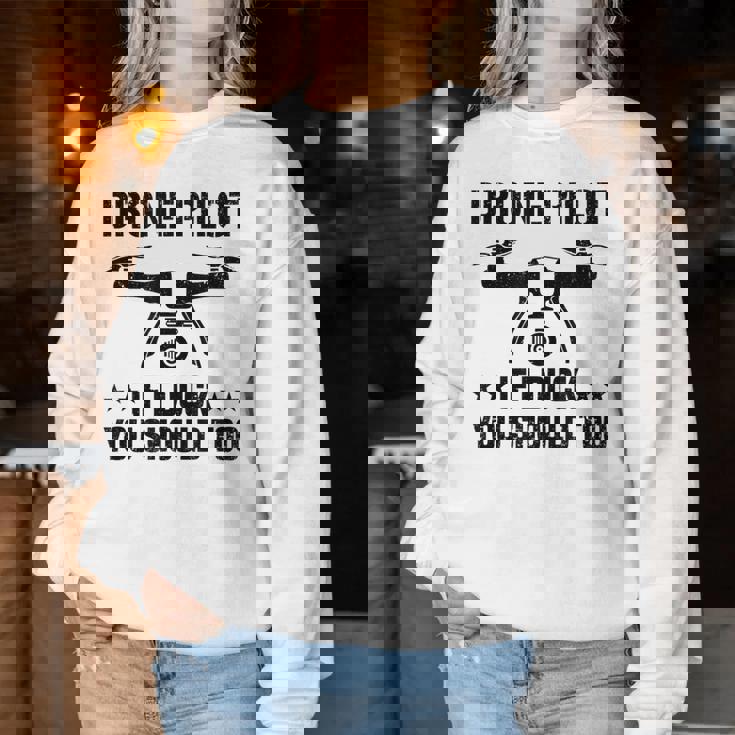 ドローン パイロット If I Duck Youhould Too ドローン フライングドローン Rc レディーススウェットシャツ 面白い贈り物