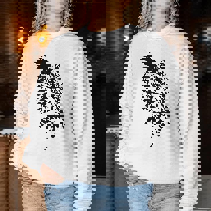 フクロウ -ブラックホワイト-クールな女性男性子供動物 Owl レディーススウェットシャツ 面白い贈り物