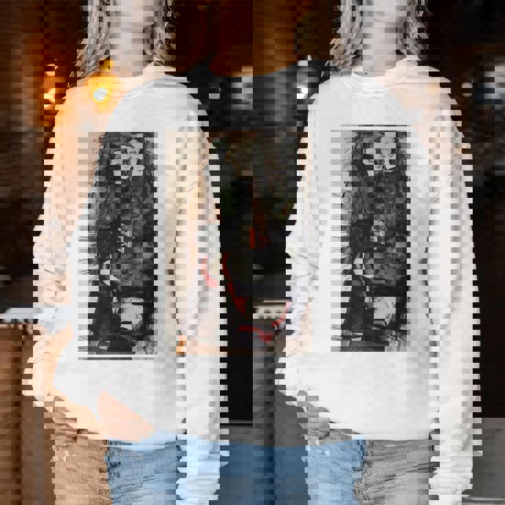 フリンジ付きの毛布の上の二人の女の子 エゴン・シーレ作 1911 長袖tシャツ レディーススウェットシャツ 面白い贈り物