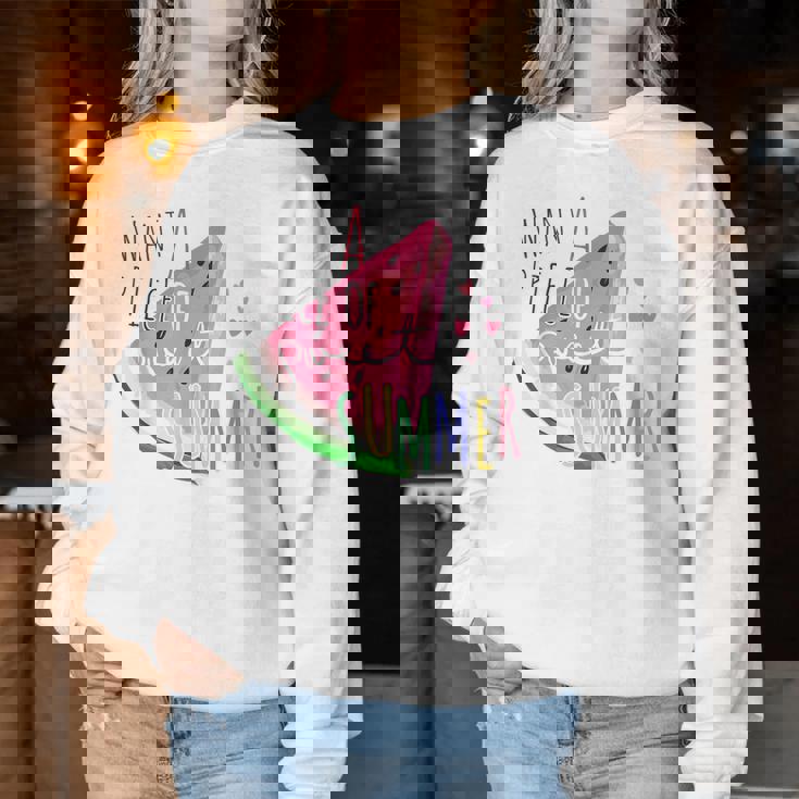 メロン スイカ メロン フルーツ 男性 女性 子供 レディーススウェットシャツ 面白い贈り物