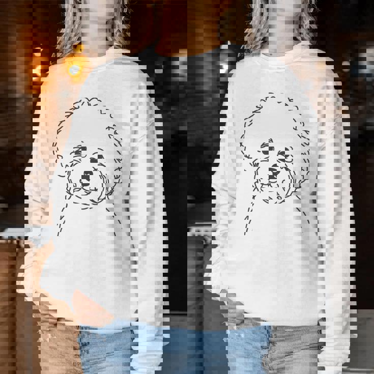 ラインアート Dad Mom Dog ビションフリーゼ レディーススウェットシャツ 面白い贈り物