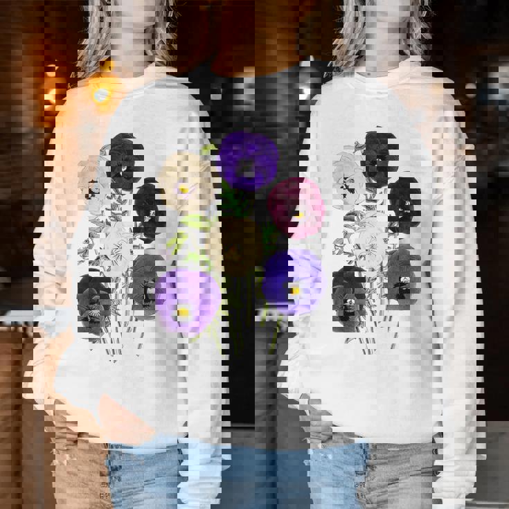 ヴィンテージ パンジー 花 ガーデニング パンジー 恋人 レディーススウェットシャツ 面白い贈り物