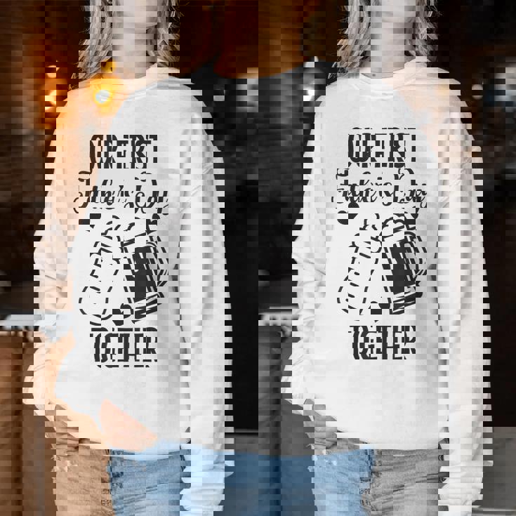 初めての父の日 Together Beer First Time Dad レディーススウェットシャツ 面白い贈り物