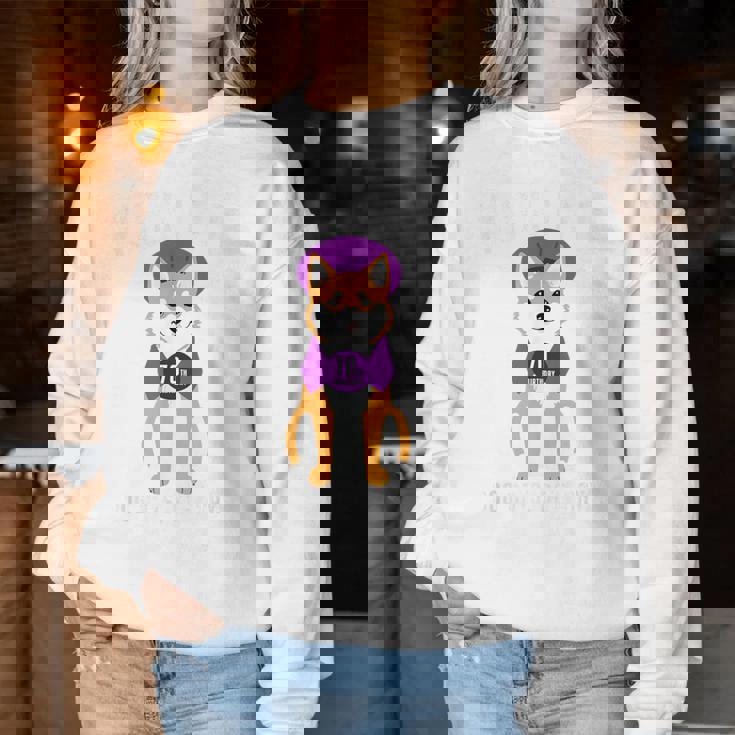 古希祝い 犬 柴犬 ちゃんちゃんこ 男性 女性 犬好き 70歳 Dog Days Best Days レディーススウェットシャツ 面白い贈り物