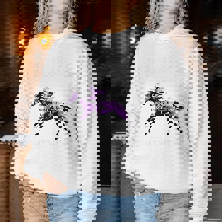 喜寿祝い 競馬好き うま 馬好き 父 母 男性 女性 77歳お祝い Life's Race Always Chase レディーススウェットシャツ 面白い贈り物