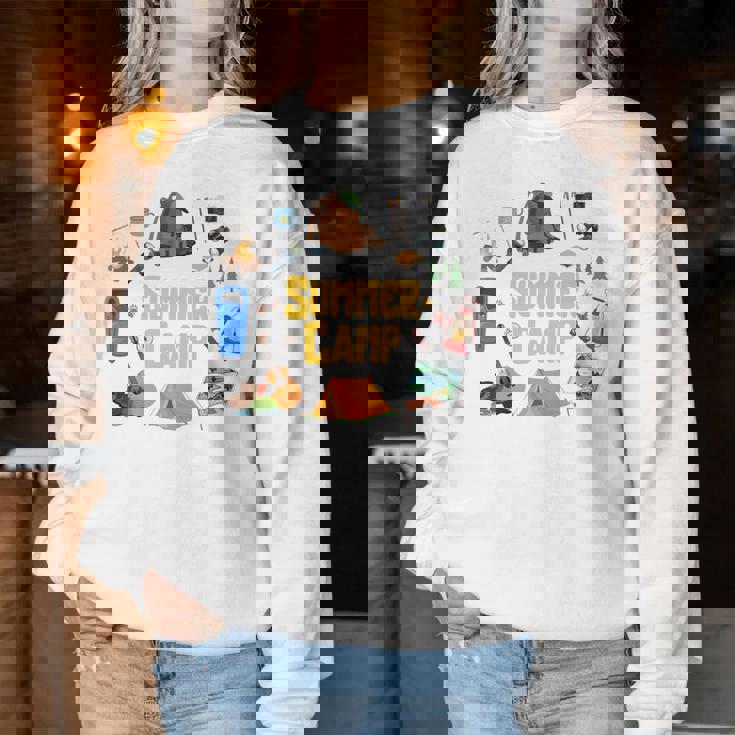 夏のキャンプ旅行 キャンパー キッズ 女の子 男の子 お揃い 長袖tシャツ レディーススウェットシャツ 面白い贈り物