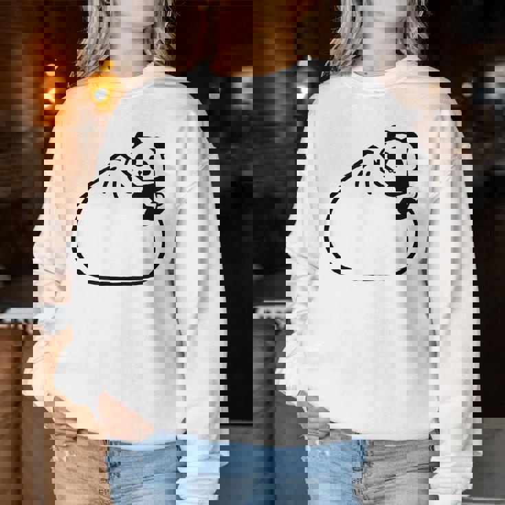 肉まんに抱きつくパンダ かわいい チャイナ 白黒 Panda Meat Bun レディーススウェットシャツ 面白い贈り物