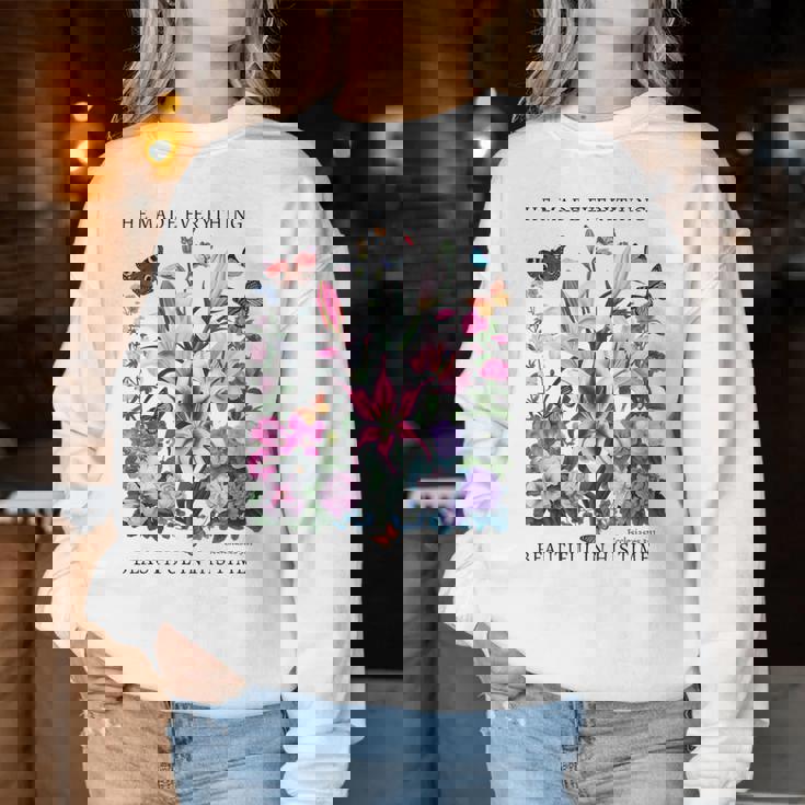 花柄 クリスチャン ティー 聖書 詩 伝道の書 3 レディーススウェットシャツ 面白い贈り物