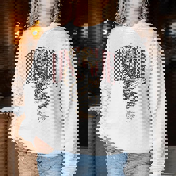 龍 美的 ヒップホップ Y2k Hip Hop 服 レトロ ヴィンテージ ストリートウェア ファッション 女性 男性 竜 レディーススウェットシャツ 面白い贈り物