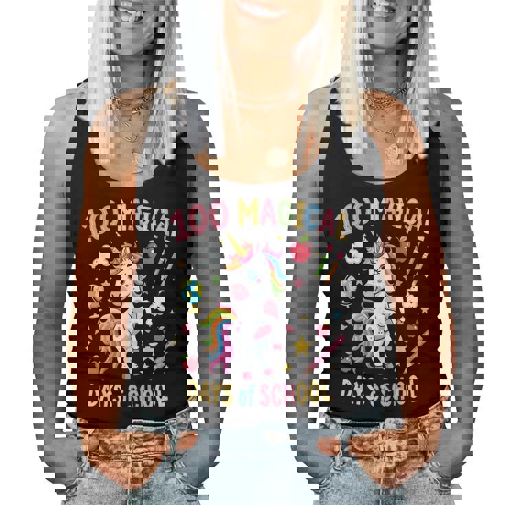 100Th Day Ofchool Unicorn 100 魔法の日々 先生 女の子 レディースタンクトップ