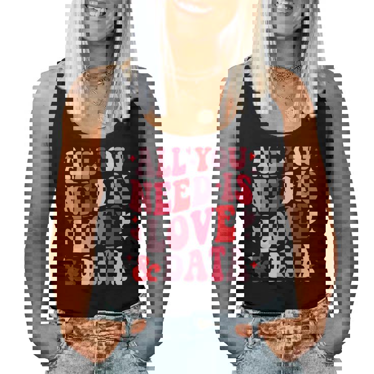 All You Need Is Love And Data Teacher バレンタインデー グルービー レディースタンクトップ