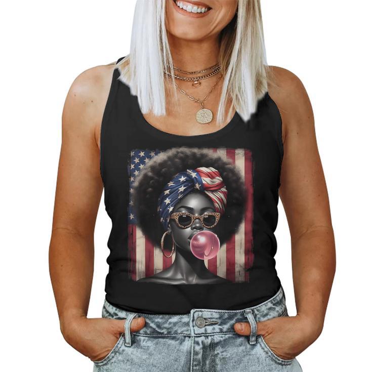American Afro 4Th Of July Freedom Black African Women Tank Top