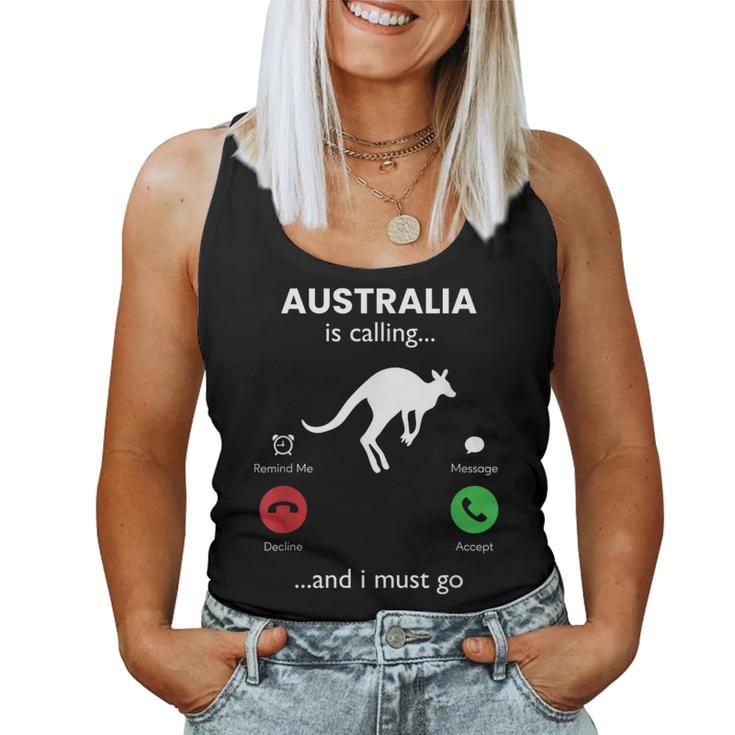 Australia Está Llamando Australia Divertida Camiseta sin mangas para mujer
