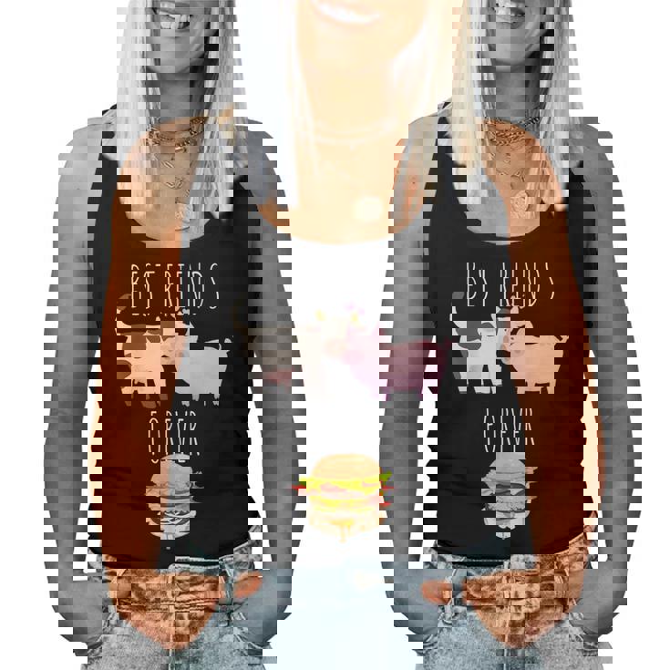 Best Friends Forever Beef Lover Pork Meat Bacon Burger レディースタンクトップ