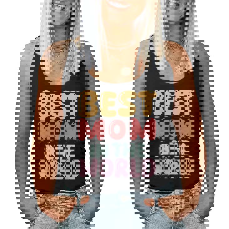 Best Mom In The World Colorful Lettering Women Tank Top