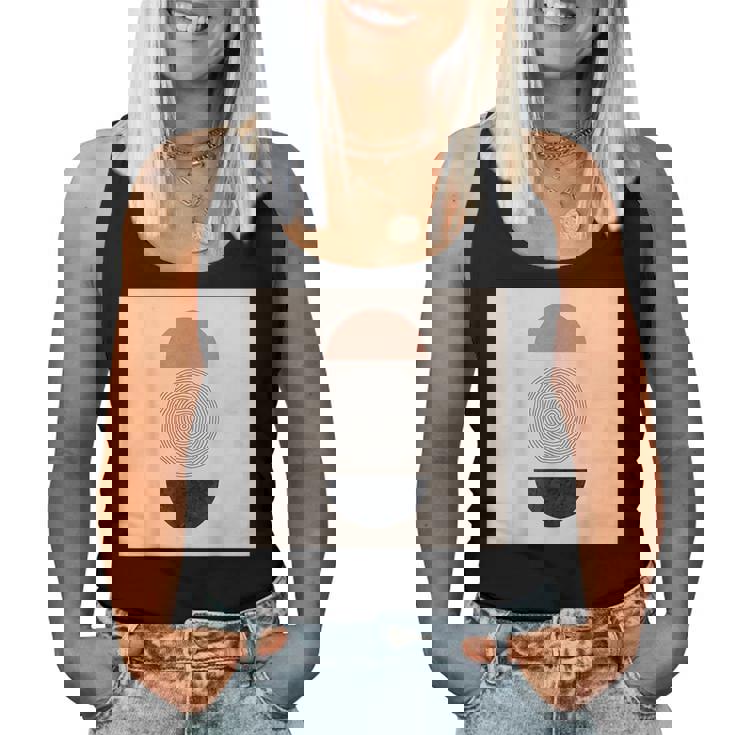 Boho 抽象形アート ミッドセンチュリー モダンアート レディースタンクトップ