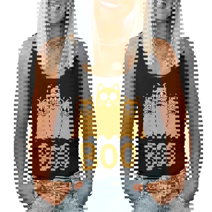 Cat ゴーストブー キュート キティ 猫好き ハロウィン 女性 男性 レディースタンクトップ