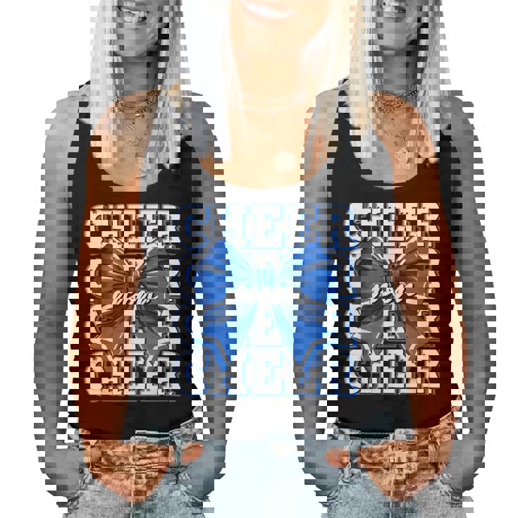 Cheer Mom Blue Bow Cheerleader Competition Game Day Women Tank Top